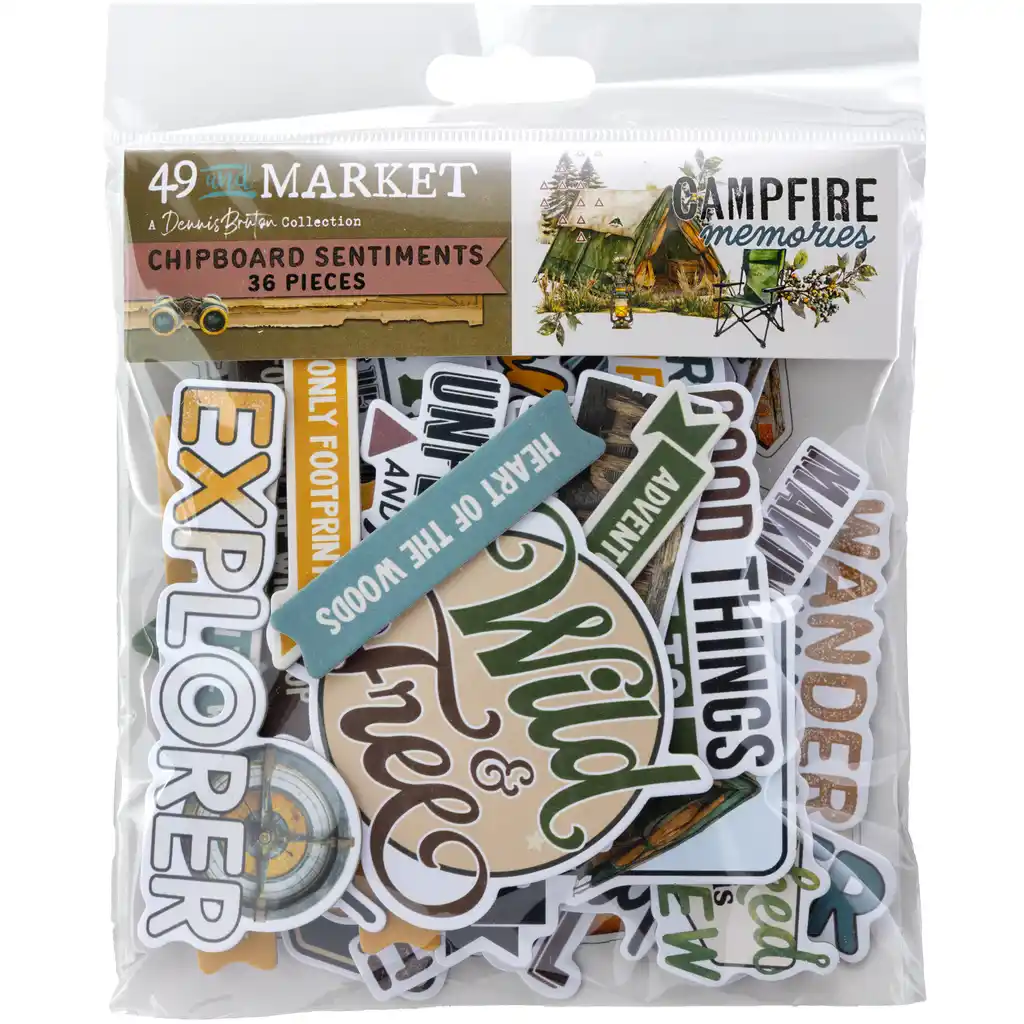 49 & Market Campfire Memories Chipboard Sentiments