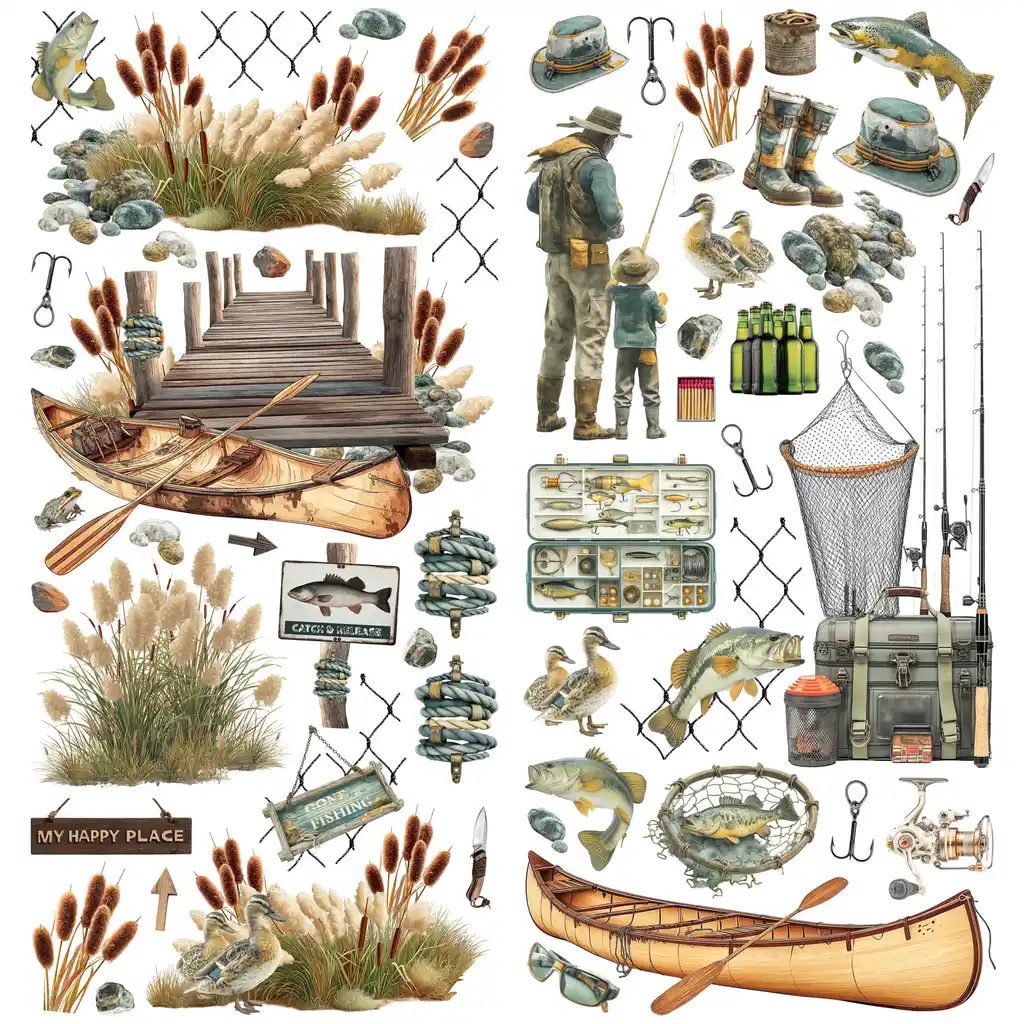 49 & Market Campfire Memories Laser Cut Fishing Elements