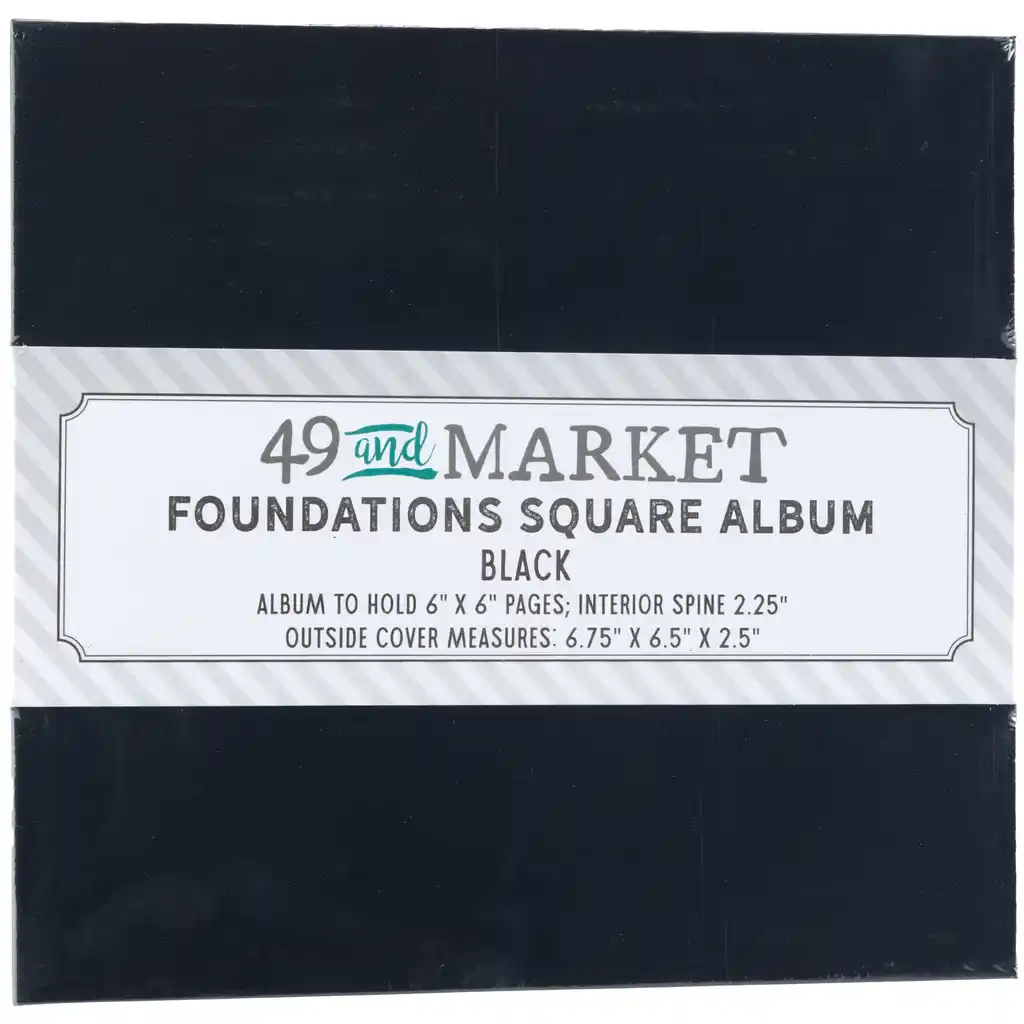 49 & Market Foundations Essential Square Album - Black (w/pages)