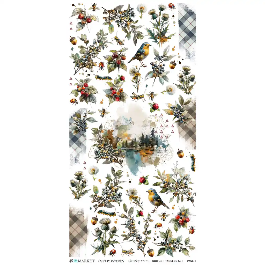 49 & Market Campfire Memories 6 x 12 Blendable Rub-on Transfer Set